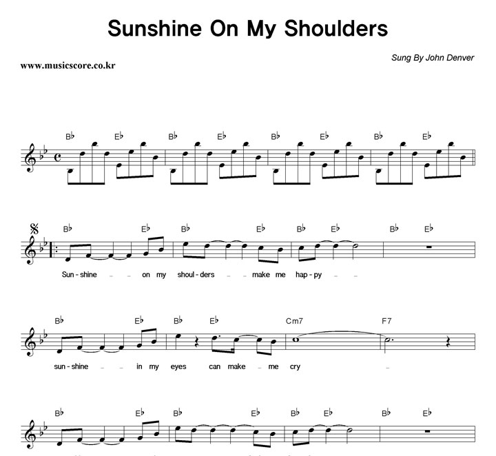 John Denver Sunshine On My Shoulders Ǻ