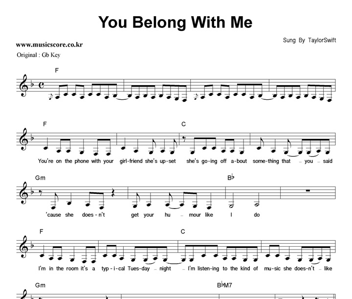 Taylor Swift You Belong With Me  FŰ Ǻ