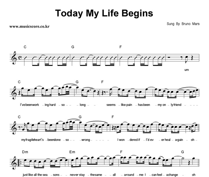 Bruno Mars Today My Life Begins Ǻ
