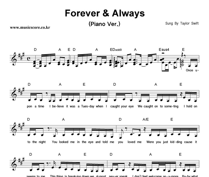 Taylor Swift Forever&Always (Piano Ver.) Ǻ