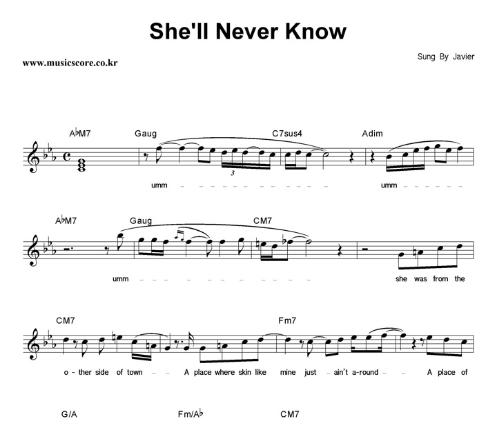 Javier She'll Never Know 악보