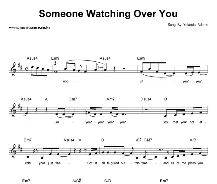 Yolanda Adams Someone Watching Over You 악보