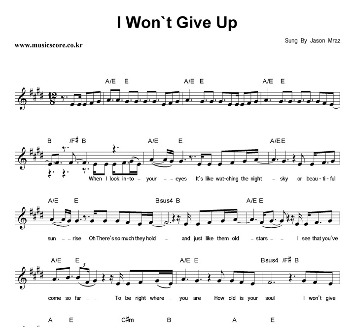 Jason Mraz I Won't Give Up Ǻ