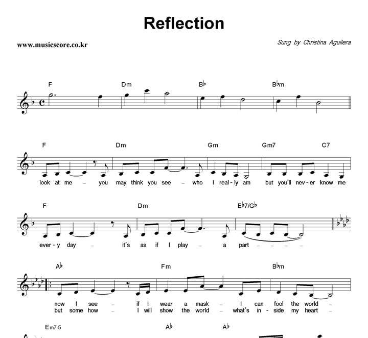 Christina Aguilera Reflection Ǻ