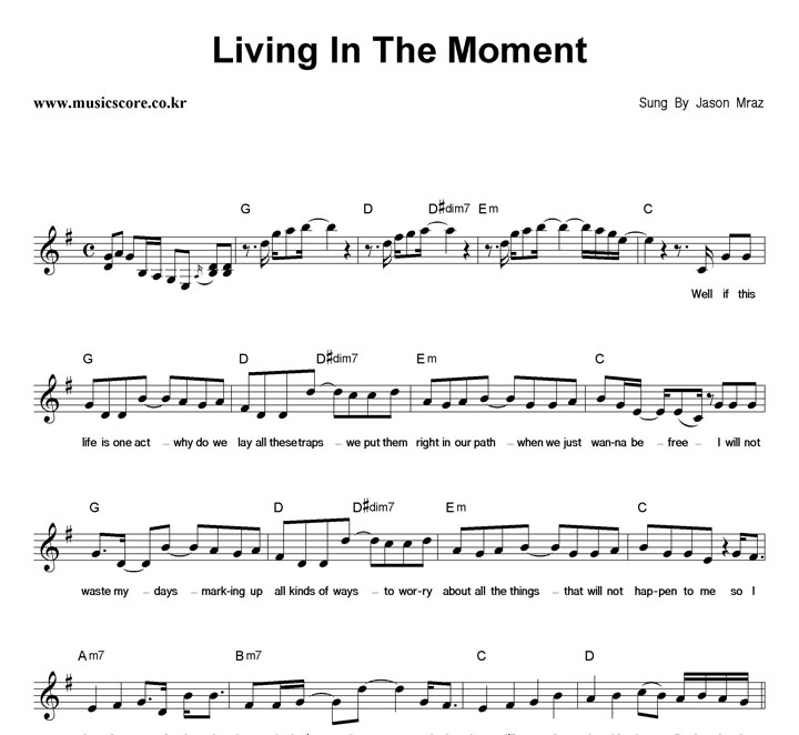 Jason Mraz Living In The Moment 악보