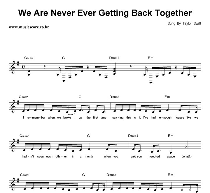 Taylor Swift We Are Never Ever Getting Back Together Ǻ