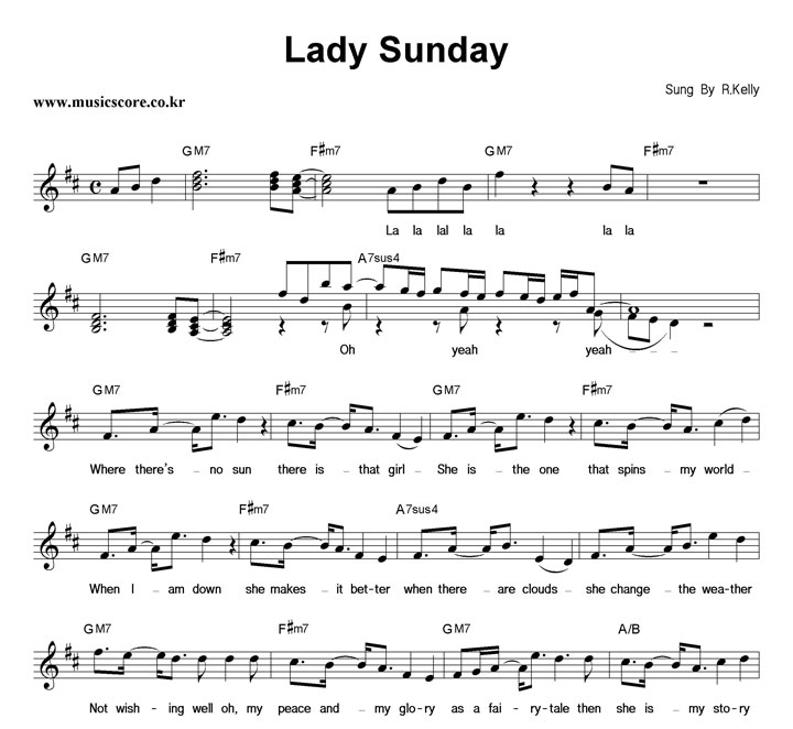 R.Kelly Lady Sunday 악보