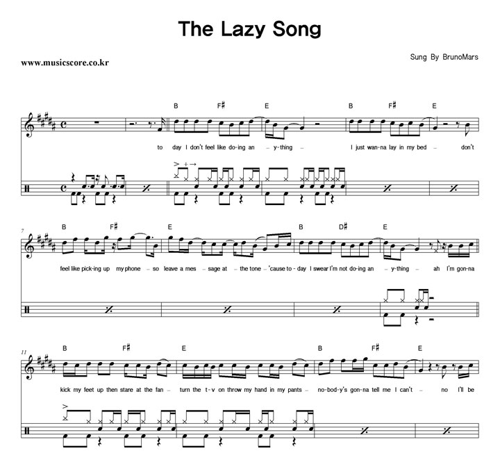 Bruno Mars The Lazy Song  巳 Ǻ