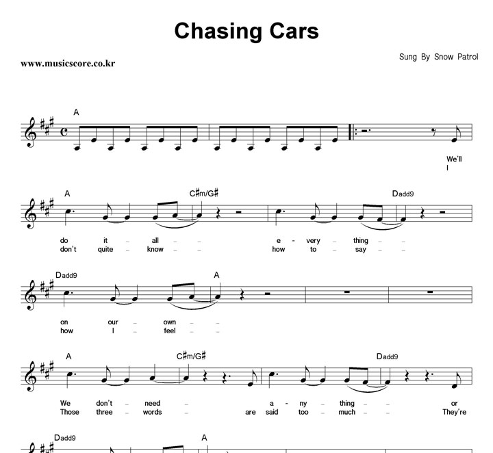 Snow Patrol Chasing Cars Ǻ