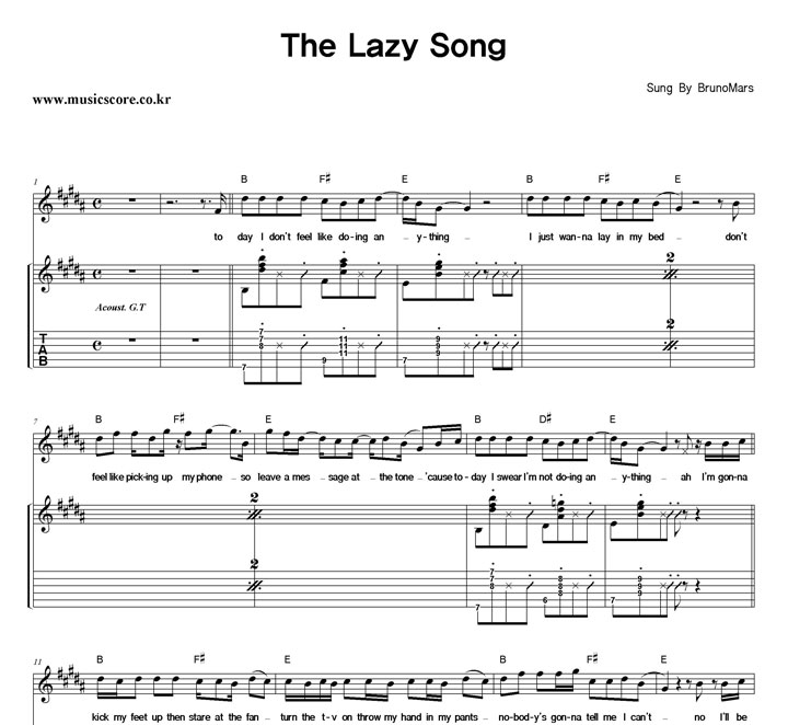 Bruno Mars The Lazy Song  Ÿ Ÿ Ǻ