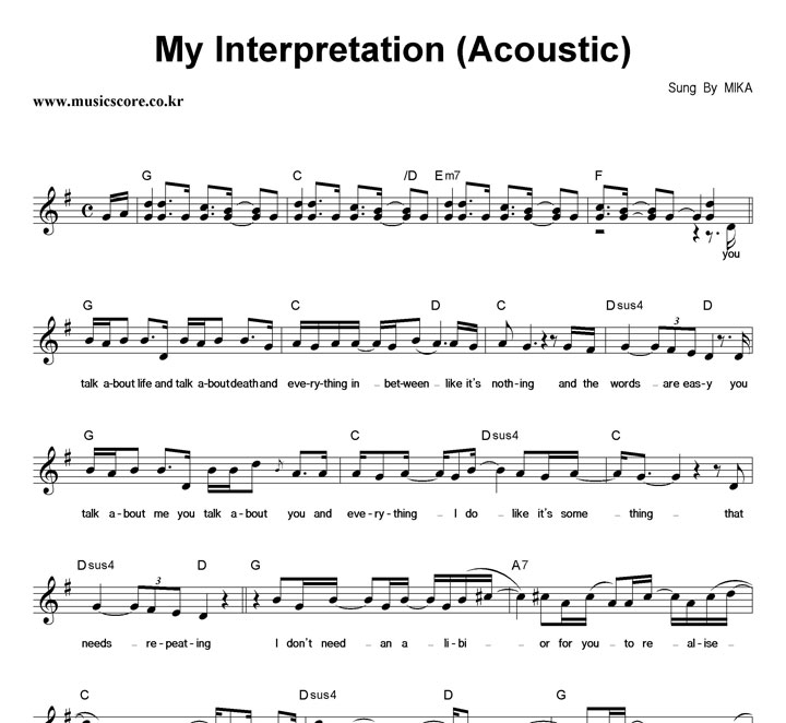 MIKA My Interpretation (Acoustic) Ǻ