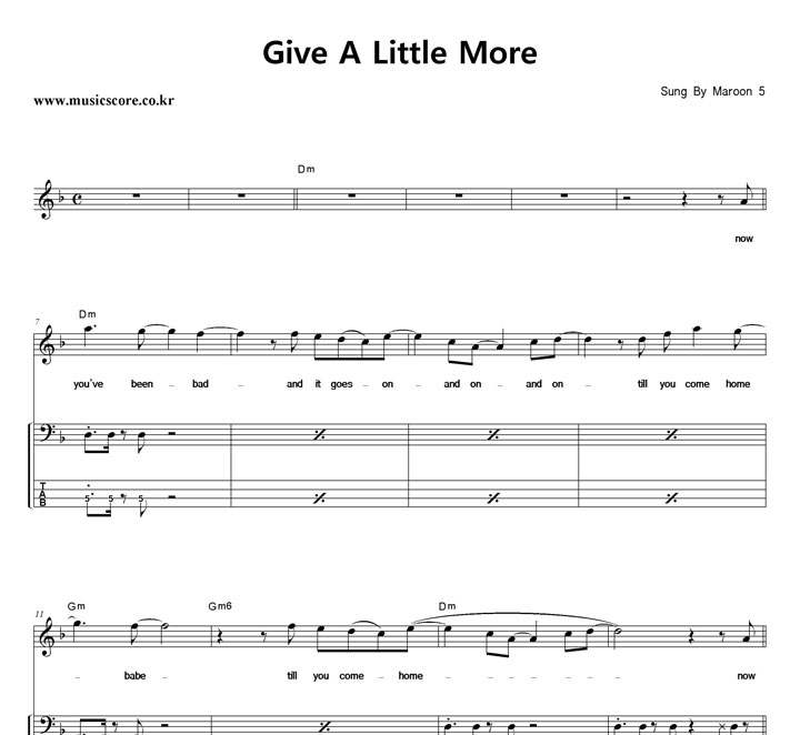 Maroon5 Give A Little More  ̽ Ÿ Ǻ
