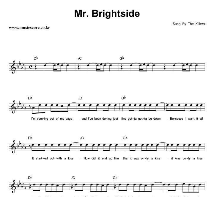 The Killers Mr. Brightside 악보