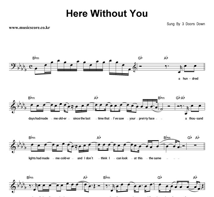 3 Doors Down Here Without You 악보