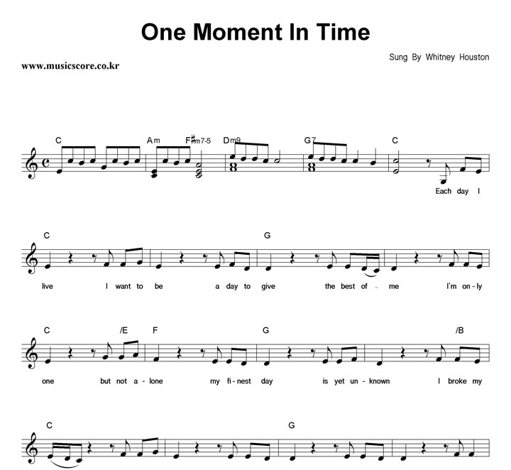 Whitney Houston One Moment In Time Ǻ