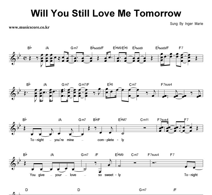 Inger Marie Will You Still Love Me Tomorrow Ǻ