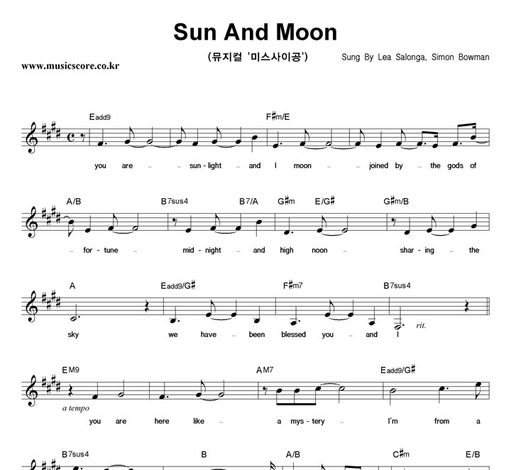 Lea Salonga,Simon Bowman Sun And Moon Ǻ