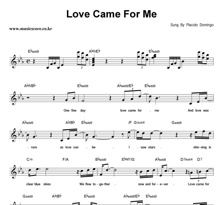 Placido Domingo Love Came For Me 악보