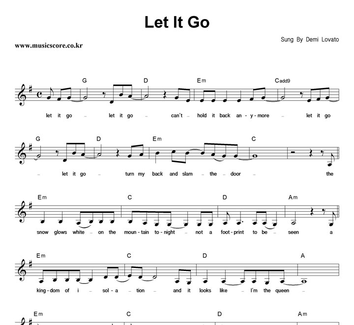 Demi Lovato Let It Go 악보