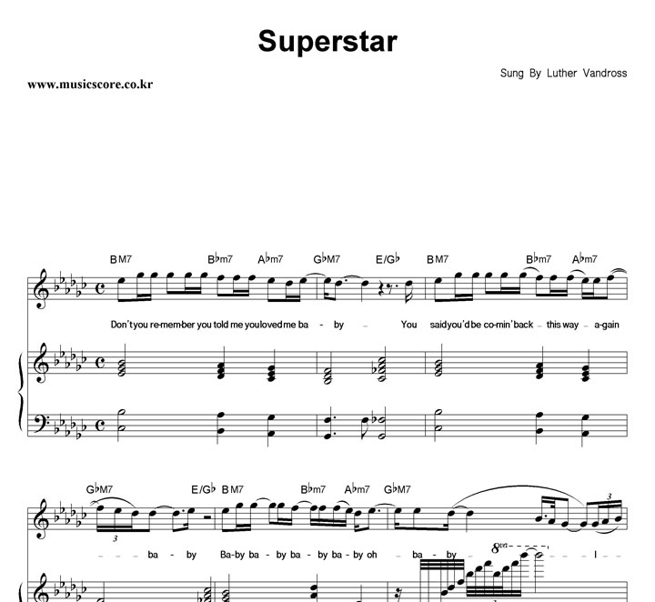 Luther Vandross Superstar 피아노 악보