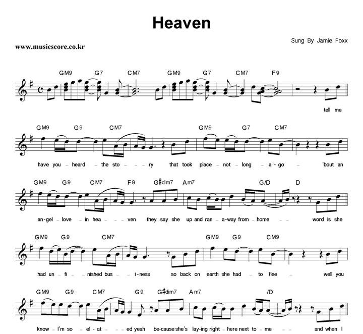 Jamie Foxx Heaven 악보