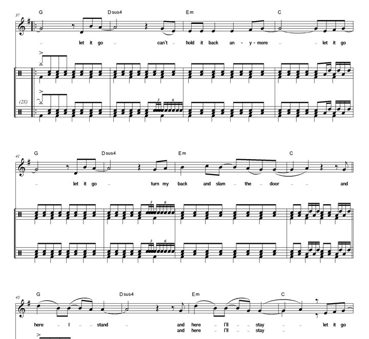 Demi Lovato Let It Go 밴드 드럼 악보