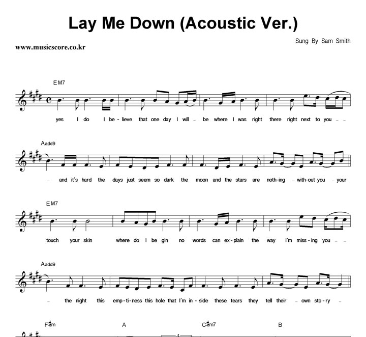 Sam Smith Lay Me Down (Acoustic Ver.) Ǻ