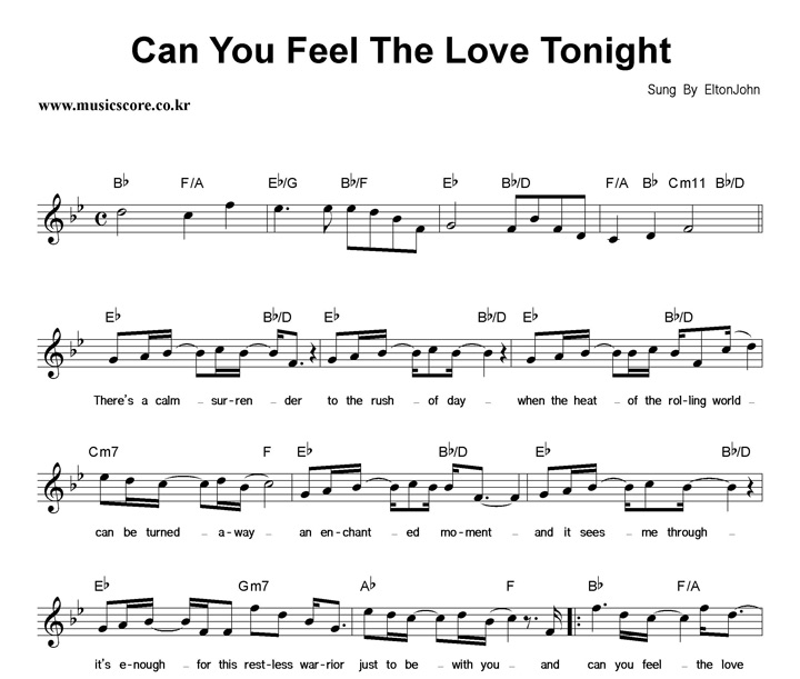 Elton John Can You Feel The Love Tonight Ǻ