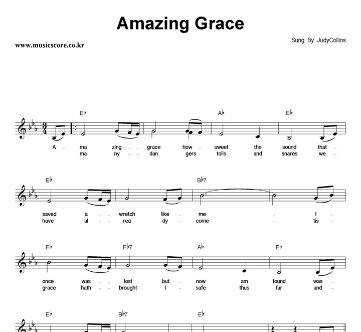 Judy Collins Amazing Grace 악보