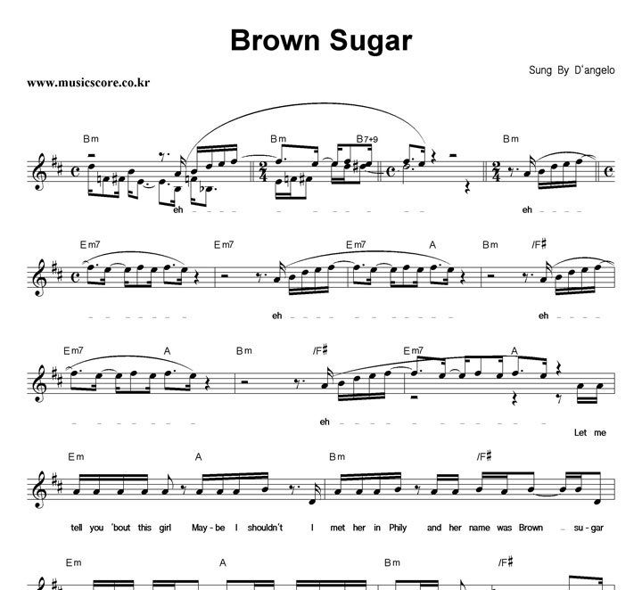 Brown Sugar Chords D Angelo