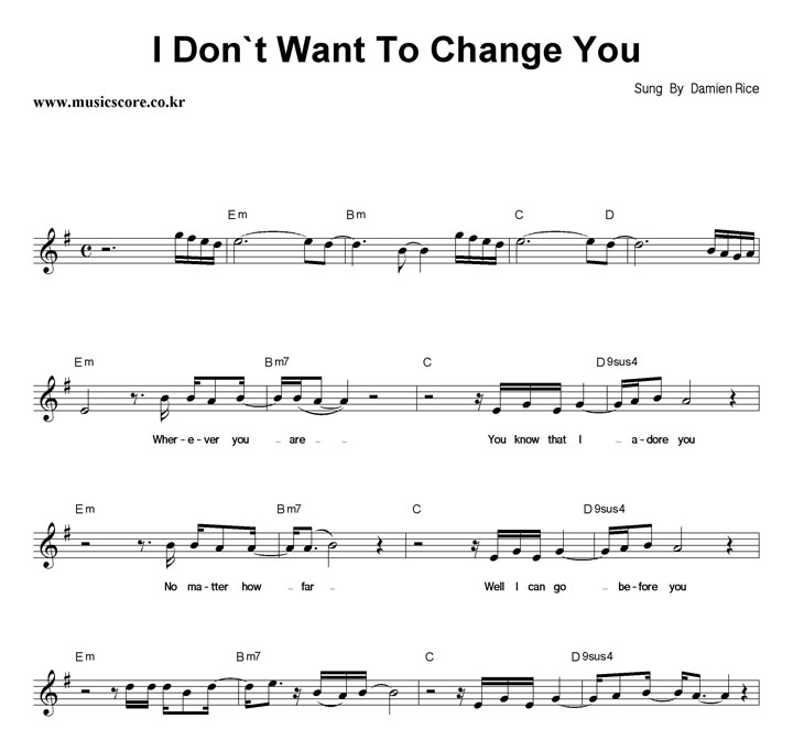 Damien Rice I Don't Want To Change You Ǻ