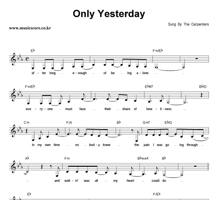 Carpenters Only Yesterday Ǻ