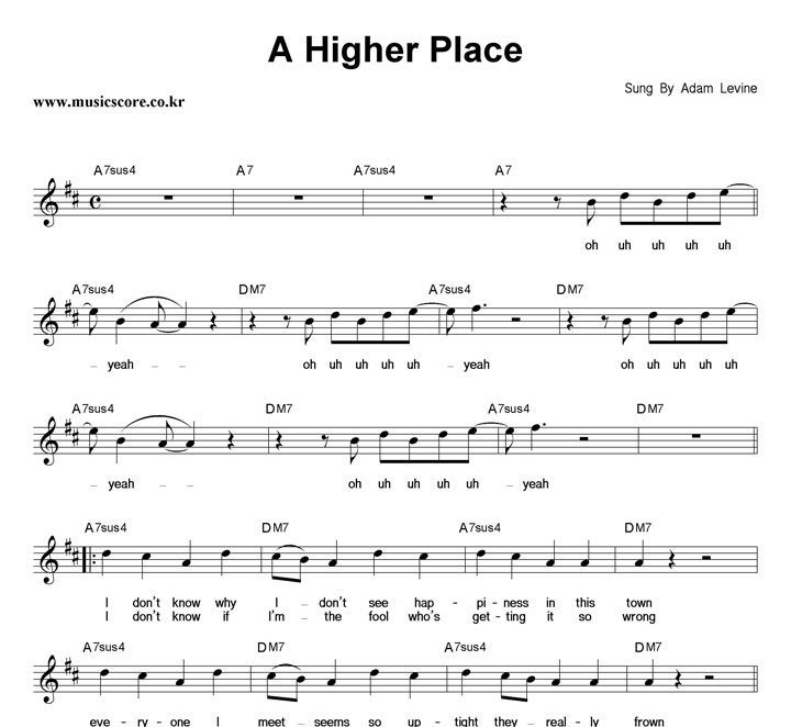 Adam Levine A Higher Place Ǻ