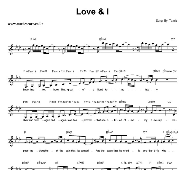 Tamia Love & I 악보