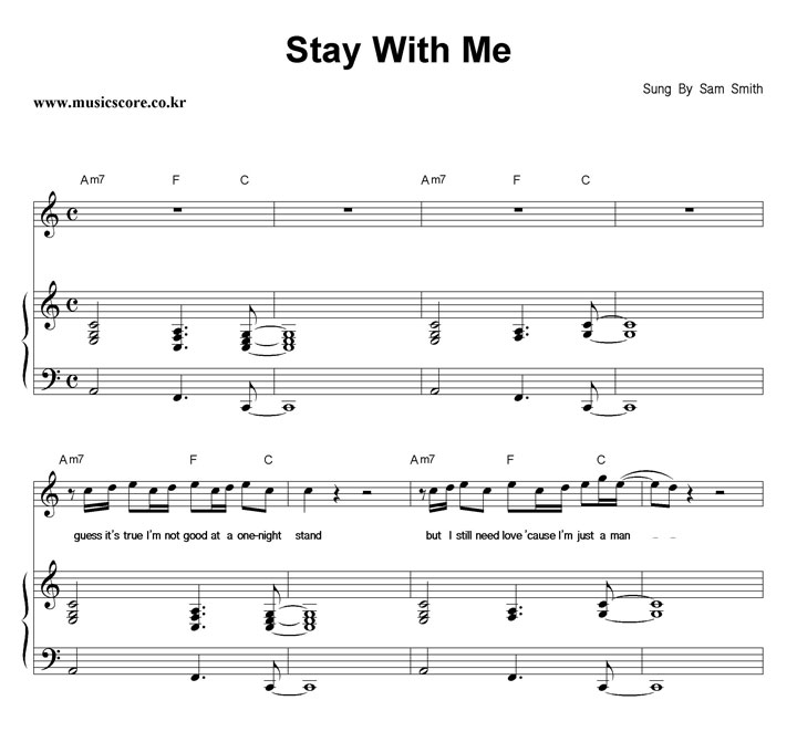 Sam Smith Stay With Me Sheet Music Notes