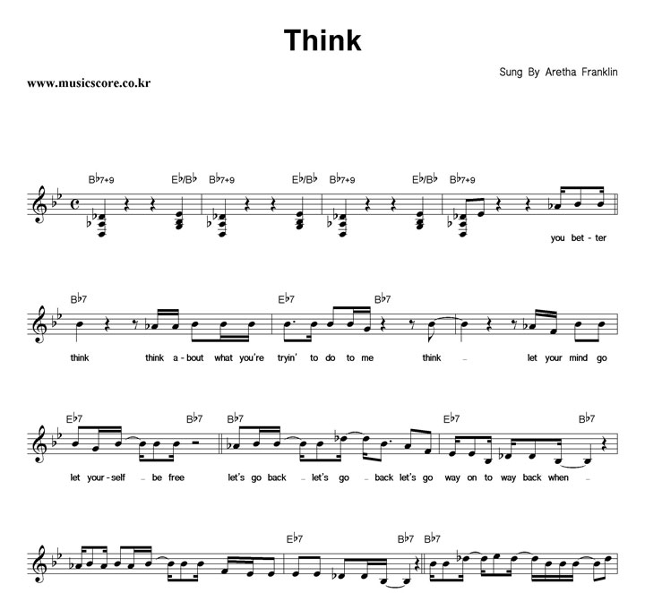 Aretha Franklin Think 악보