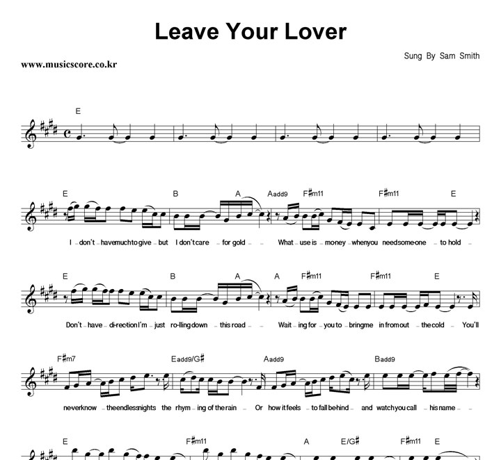 Sam Smith Leave Your Lover Ǻ