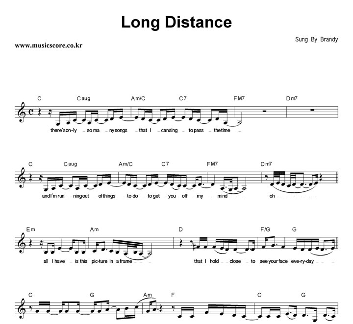 Brandy Long Distance 악보