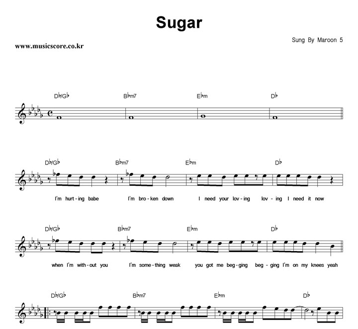 Maroon5 Sugar Ǻ