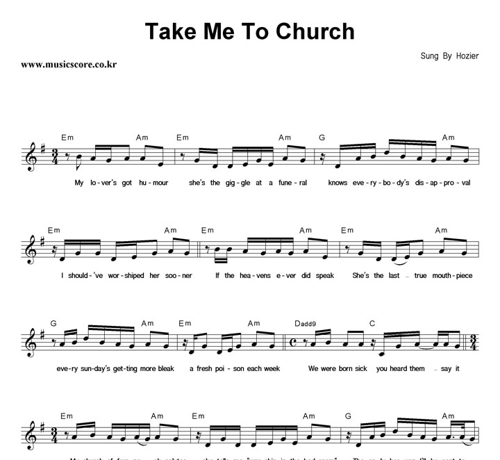 Hozier Take Me To Church Ǻ