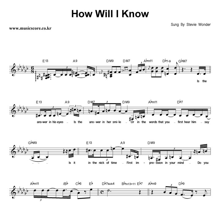 Stevie Wonder How Will I Know Ǻ