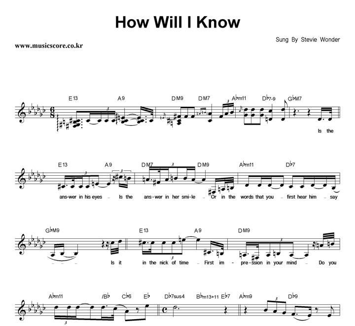 Stevie Wonder How Will I Know Ǻ