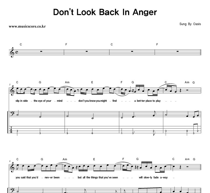 Oasis Don't Look Back In Anger  ̽ Ÿ Ǻ