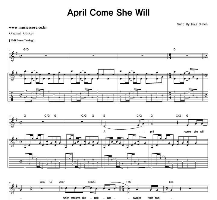 Paul Simon April Come She Will  GŰ Ÿ Ÿ Ǻ
