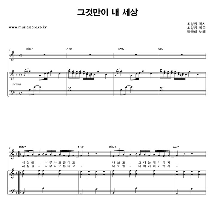 들국화 그것만이 내 세상 밴드 키보드 악보 들국화 그것만이 내 세상 밴드 키보드 악보