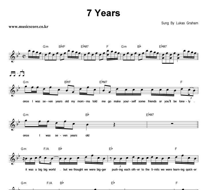 Lukas Graham 7 Years 악보
