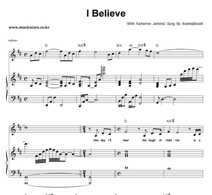 Andrea Bocelli I Believe (With Katherine Jenkins) ǾƳ Ǻ
