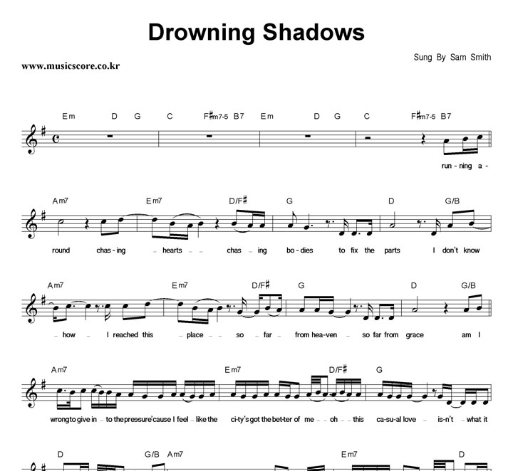 Sam Smith Drowning Shadows Ǻ