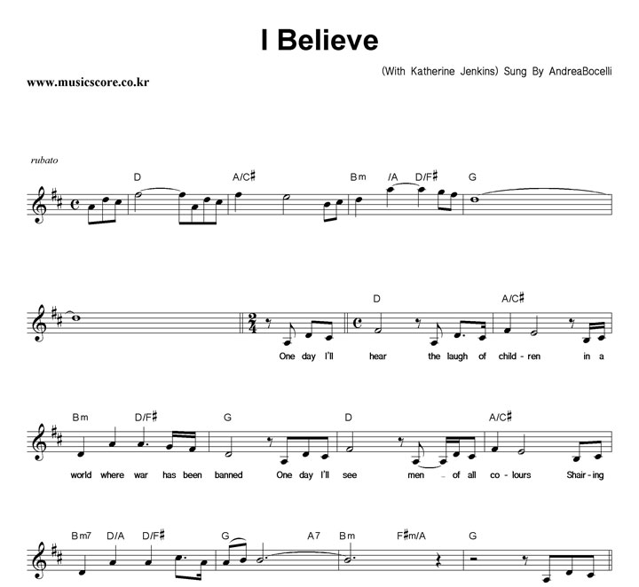 Andrea Bocelli I Believe (With Katherine Jenkins) Ǻ