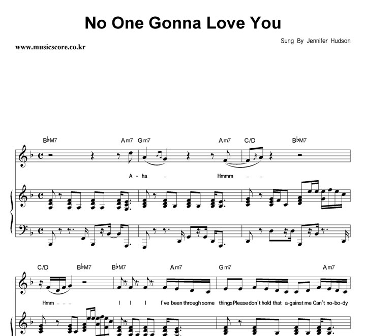 Jennifer Hudson No One Gonna Love You 피아노 악보